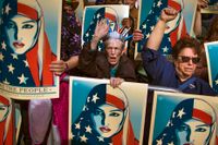 Protester i New York mot president Donald Trumps första presidentdekret som förordade ett inresestopp från sju i huvudsak muslimska länder. Arkivbild.