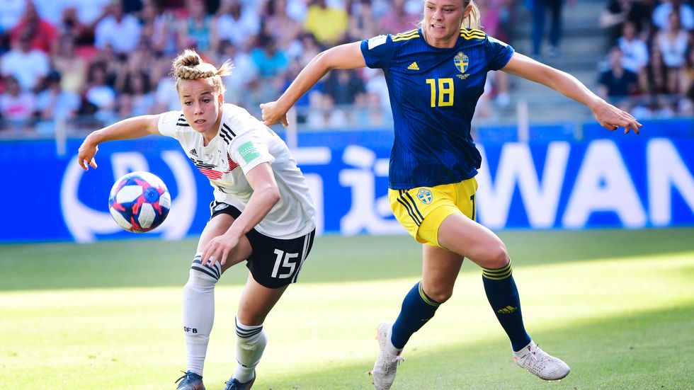 Fridolina Rolfö i kvartsfinalen mot Tyskland. Arkivbild.