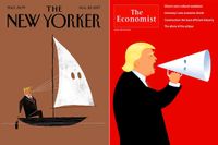 Två av veckans uppmärksammade tidningsettor på temat Trump och hans svaga avståndstagande från hatgrupper och nynazism. 