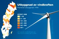 Planerad utbyggnad av vindkraft i Sverige (MW).