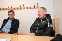 Östersund FK:s nytillträdde vd Lennart Ivarsson (till vänster) och klubbens presschef Niclas Lidström.