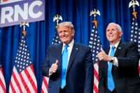 USA:s president Donald Trump och vice president Mike Pence vid Republikanernas konvent i Charlotte.