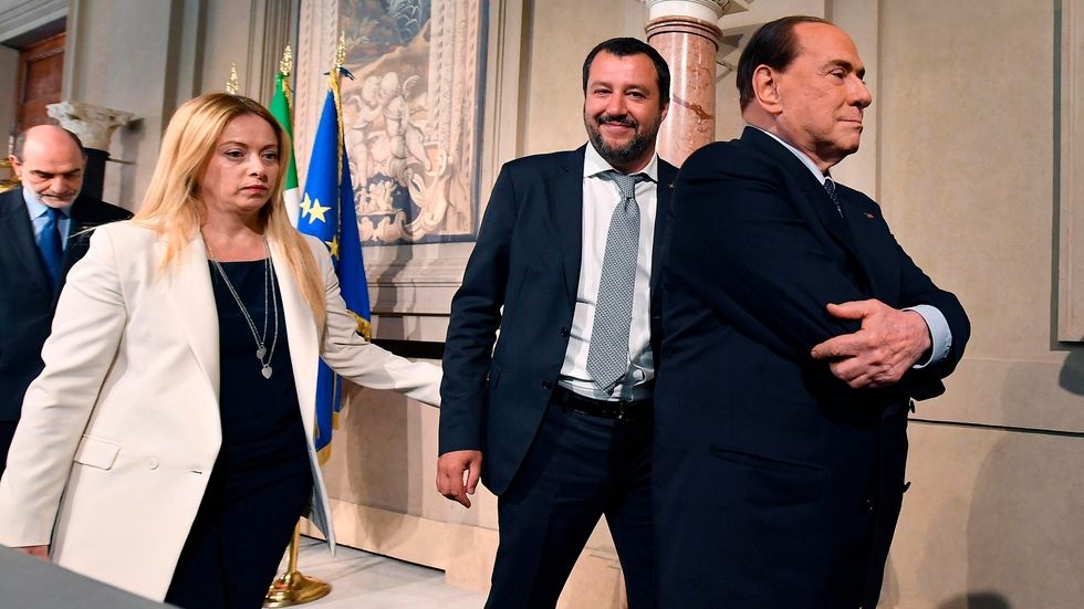 Giorgia Meloni, Matteo Salvini och Silvio Berlusconi.