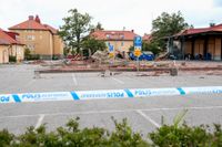En polisbyggnad totalförstördes i smällen i Linköping. Arkivbild.