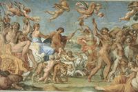 Annibale Caracci, Bacchus och Ariadnes triumf, 1597, fresk i klassicerande stil i Palazzo Farnese i Rom. 