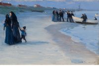P S Krøyer, ”En hvid båd i strandkanten” (beskuren)