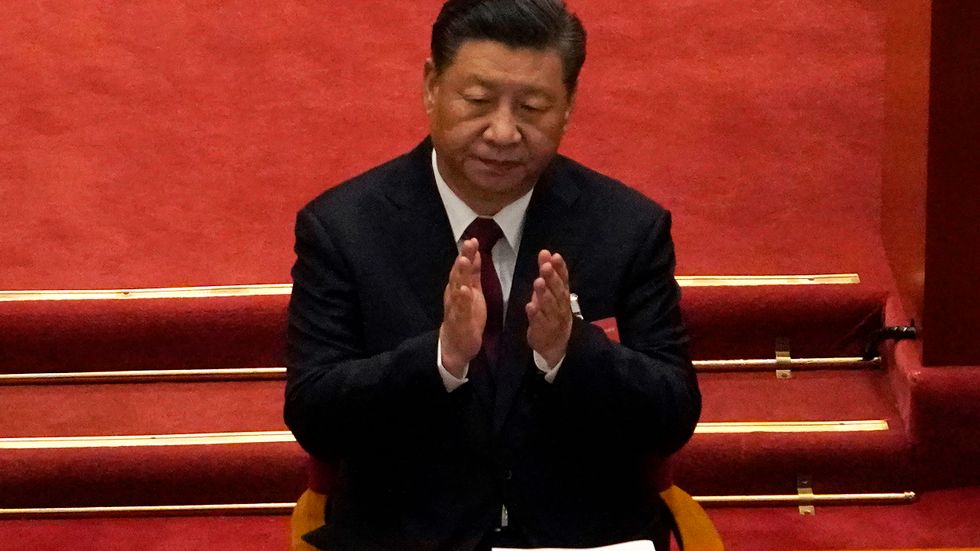 Xi Jinping under folkkongressens första dag.
