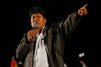Evo Morales vid sin valdemonstration på måndagen.