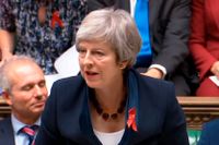 Storbritanniens premiärminister Theresa May i parlamentets frågestund i det brittiska underhuset.