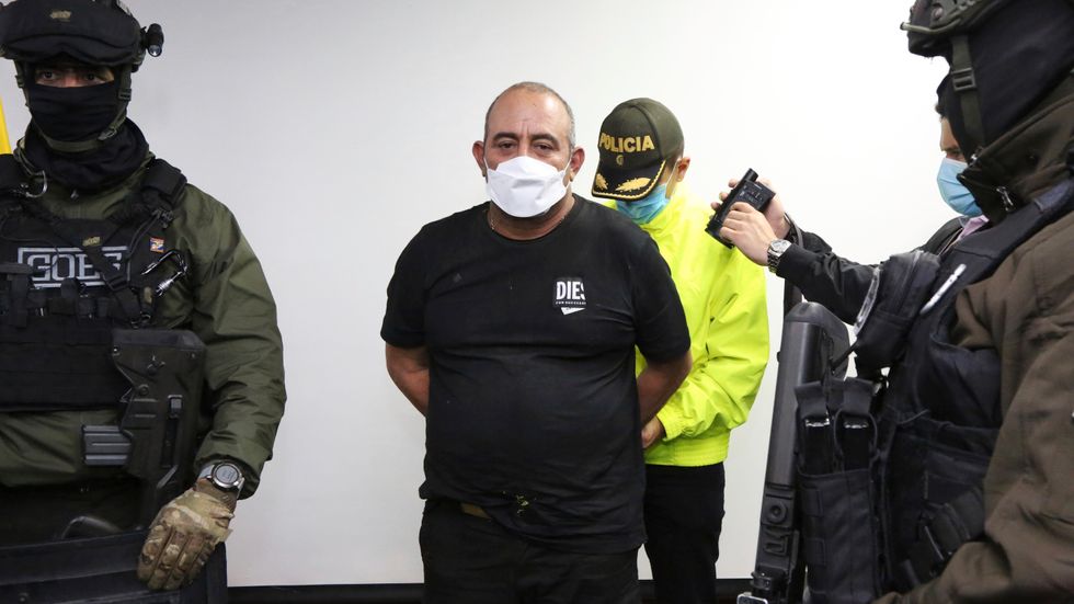 Dairo Antonio Úsuga – även känd som "Otoniel". Bild tagen av polisen i Bogotá i oktober.