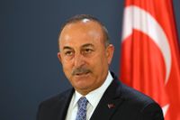 Turkiets utrikesminister Mevlüt Cavusoglu under en pressträff, den 16 juni. 