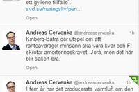SvD Näringslivs krönikör Andreas Cervenka kommenterar FI:s besked på Twitter.