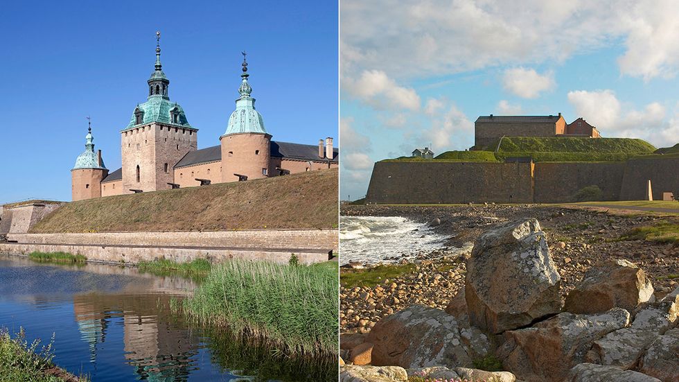 Kalmar slott och Varbergs fästning.