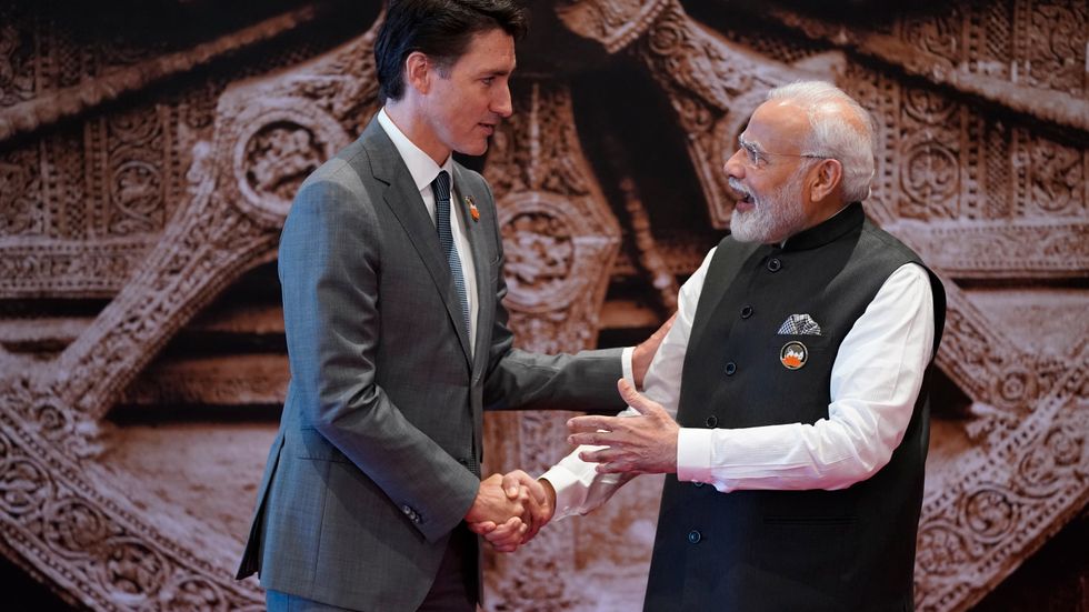 Premiärminister Justin Trudeau mötte nyligen sin indiska motsvarighet Narendra Modi under G20-mötet i New Delhi. Arkivbild.