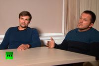 Anatolij Tjepiga (till vänster) och "Aleksandr Petrov" pekas ut av Storbritannien som skyldiga till nervgiftsattacken på den ryske ex-agenten Sergej Skripal och hans dotter Julia Skripal i Salisbury. Arkivbild