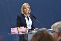 Finansminister Magdalena Andersson (S) presenterar budgetpropositionen för 2020 under en pressträff på Rosenbad i Stockholm.