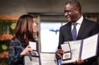 Fredspristagarna Nadia Murad och Denis Mukwege.