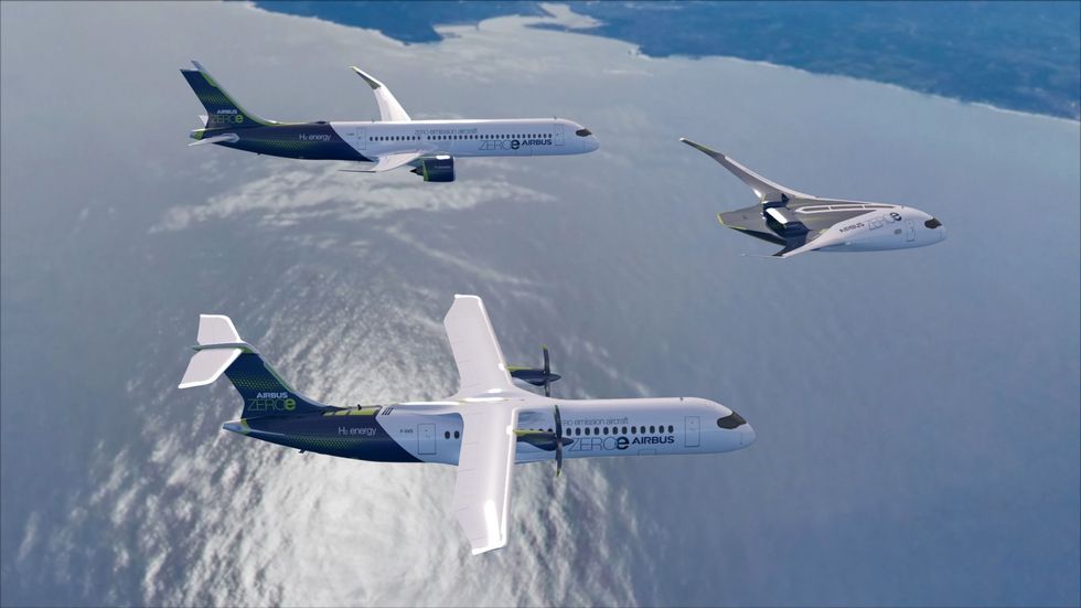 Airbus nya koncept för vätgasflygplan.