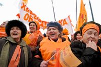 Orangea revolutionens årsdag firas i Kiev.