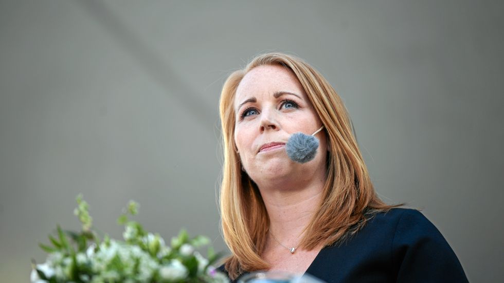 Centerpartiets partiledare Annie Lööf (C) under sitt tal under Almedalsveckan. 