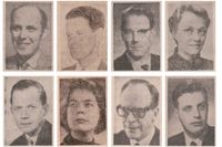 Streckarprofiler anno 1968: Göran Schildt, Kai Curry-Lindahl, Åke Wallenquist, Gunnel Vallquist, Torsten Örn, Sigrid Kahle, Åke Janzon och Stig Strömholm. 
