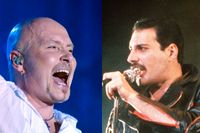 Till vänster: Johan Boding har varit med i Queen-shower i åtta år och ”Freddie 70 years” är den fjärde. Till höger: Freddie Mercury, 1985.