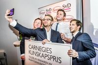 Karma vann 2016 Svenska Dagbladets och Carnegies kunskapspris Framtidens entreprenör. Carnegies vd Björn Jansson,Mattis Larsson, Hjalmar Ståhlberg Nordegren och Ludvig Berling, Karma. 