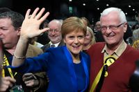 Skottlands försteminister Nicola Sturgeon är nöjd med valresultatet.
