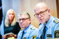Erik Nord, polisområdeschef i Storgöteborg, vid en presskonferens efter dödsskjutningen i Biskopsgården på Hisingen i Göteborg.