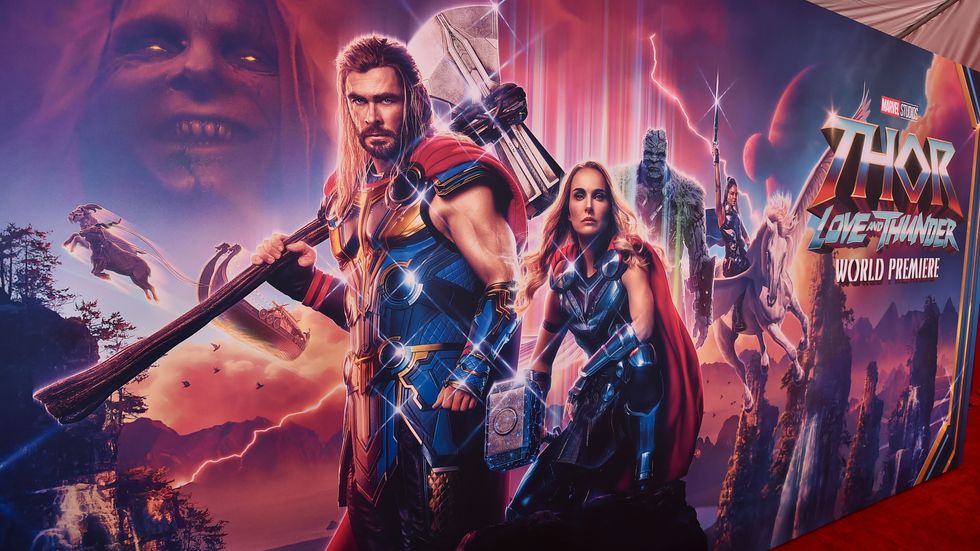 Premiär för en av Marvels senaste superhjältefilmer, "Thor: Love and Thunder" i Los Angeles i juni. Filmstudions vfx-artister säger nu att filmbolagets arbetsvillkor är fruktansvärda. Arkivbild.