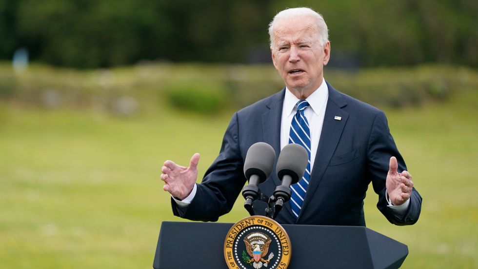Joe Biden håller tal inför Nato-toppmötet i Bryssel