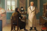 Goethe dikterar, målning av J J Schmeller från 1834.