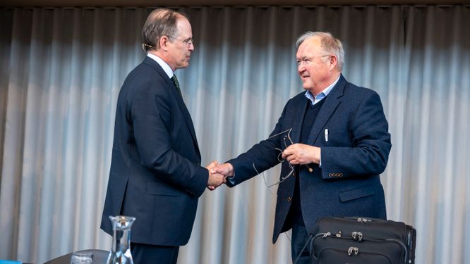 LKAB, tillträdande styrelseordförande Anders Borg och avgående ordförande Göran Persson.