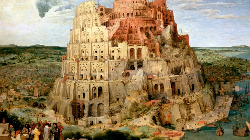 Peter Brueghel den äldres målning ”Babels torn” (1563) illustrerar Första Mosebokens berättelse om hur Gud såg till att människorna talade olika språk för att hindra dem från att bygga ett torn ända upp i himlen. Enligt Olle Josephson är dock tungomål inget straff – tvärtom är språk något kul och flerspråkighet av godo.
