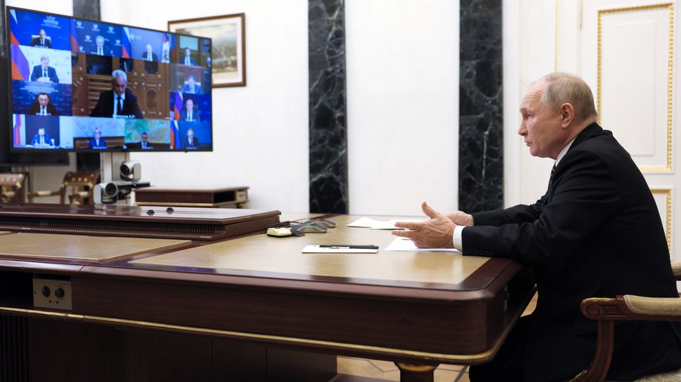 Rysslands president Vladimir Putin i regeringsmöte under onsdagen.