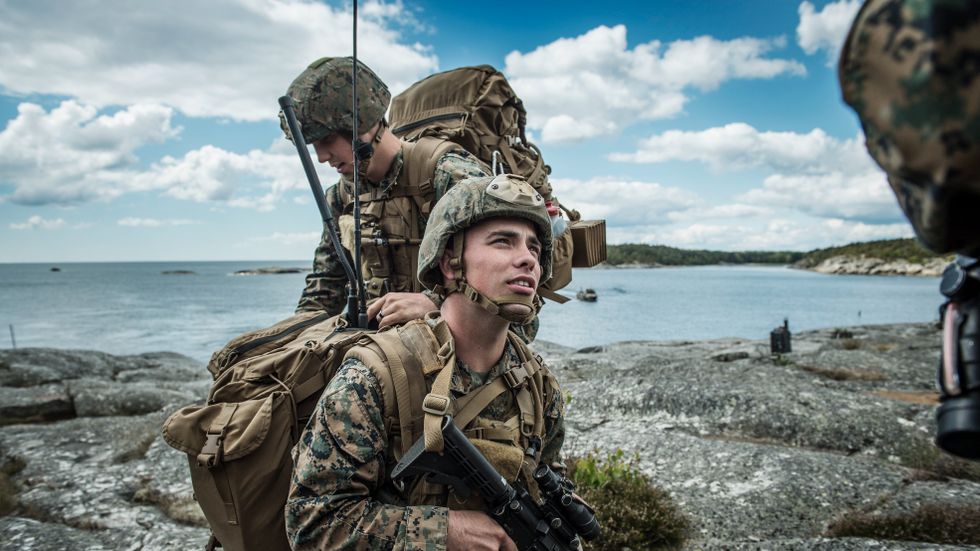 Amerikanska soldater på svensk mark under övningen Baltops 2016. 