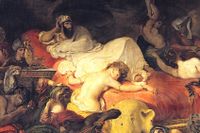 Eugène Delacroix ”Sardanapalus död” 1827) är utställd på Louvren.