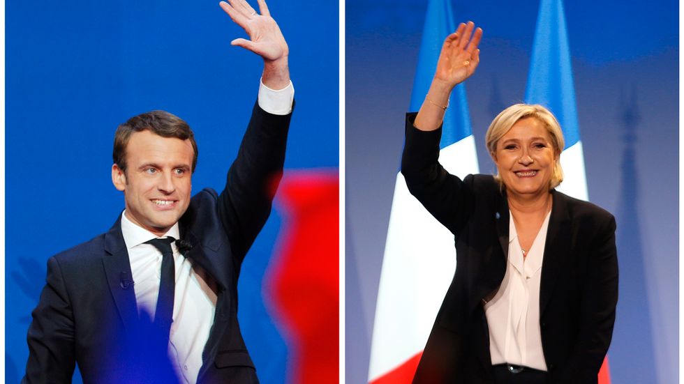 Liberale Emmanuel Macron och högerextrema Marine Le Pen går vidare till den andra omgången i presidentvalet. Ett utslagsgivande val hålls den 7 maj.