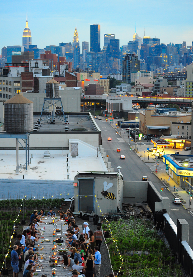 New Yorks största takodlare bjuder in till ”sunset supper” med nyskördat från taken.