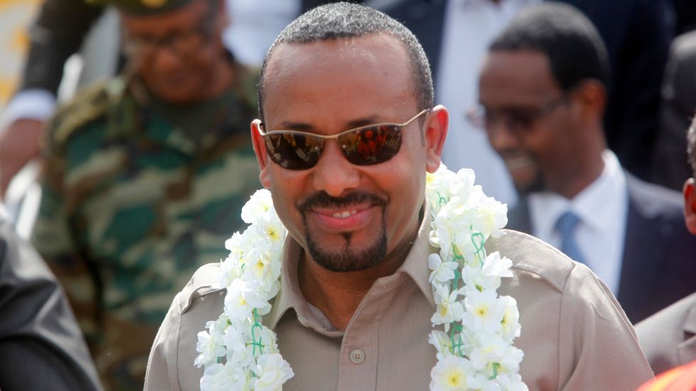 Abiy Ahmed under ett besök i Mogadishu, Somalia, 2018. 