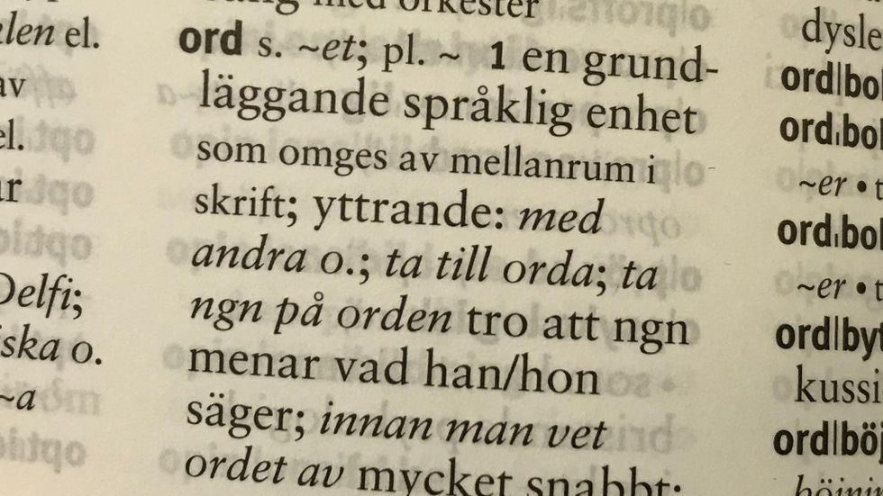 Definitionen av ordet ”ord” enligt Svenska Akademiens ordlista.