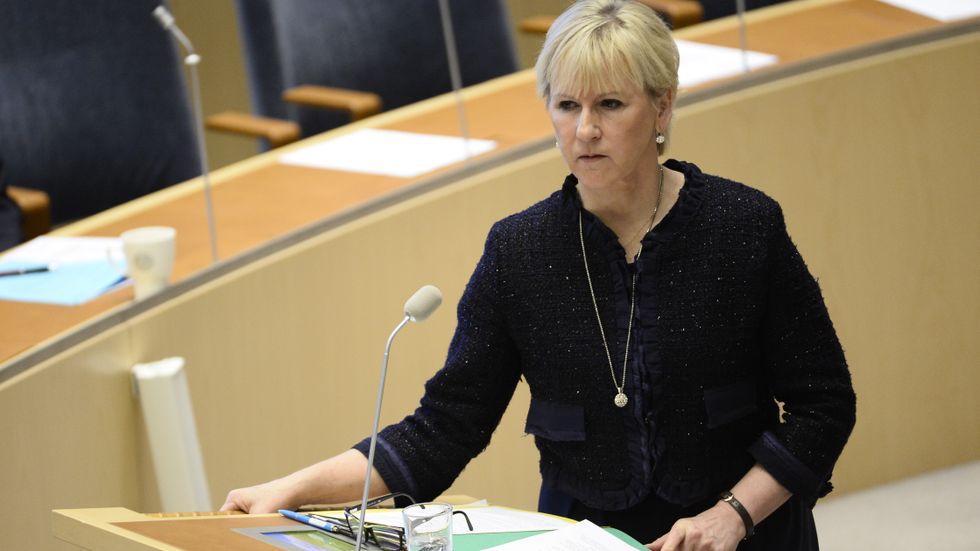 Utrikesminister Margot Wallström läste på onsdagsmorgonen upp utrikesdeklarationen i riksdagen.