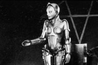 En robot (eller på tyska, en Maschinenmensch) i Fritz Langs ”Metropolis” från 1927.
