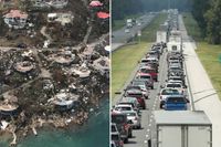 Brittiska Jungfruöarna i Karibien har drabbats hårt av orkanen Irma (bilden till vänster). Nu flyr Floridas invånare. 