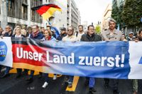 Tyska högernationalistiska Afd håller en protestdemonstration i Berlin i början av oktober mot bland annat problem i energisektorn.