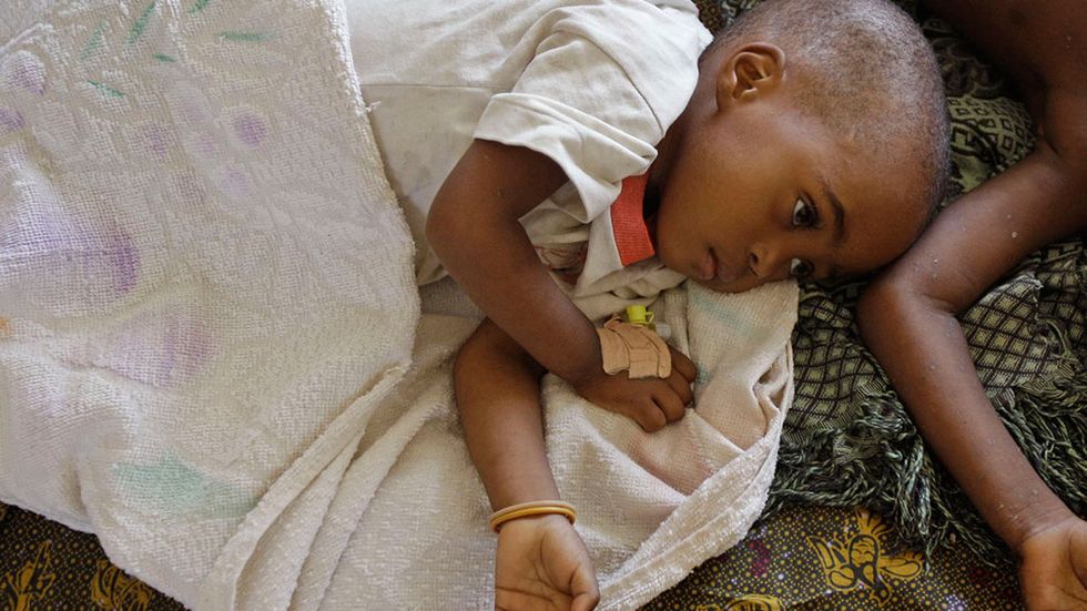 Barn med malaria i Kongo.