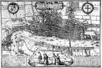Karta över London från 1572.