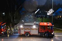 Två personer dog i branden i Tumba, söder om Stockholm, den 18 december förra året. Arkivbild.