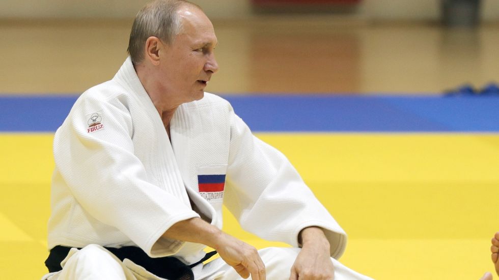 Vladimir Putin efter ett träningspass i judo. Arkivbild.