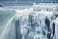 Efter januari-månads köldrekord har delar av Niagarafallen frusit till is.